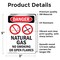 Signmission Natural Gas No Smoking Danger Sign, Vinyl Decal, 3.5in W x 5in L, 2PK OS-2PACK-DS-D-35-V-1454 - alternate 6